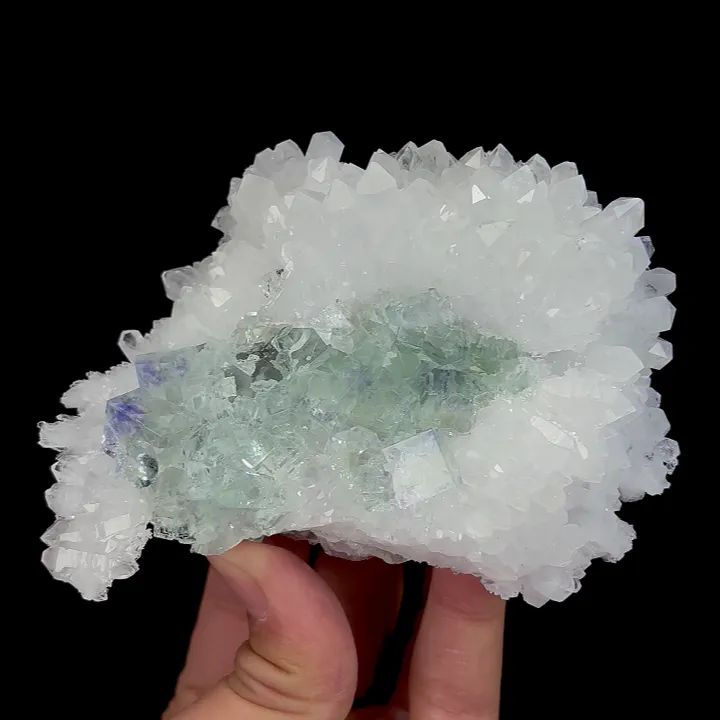 Natural Green Phantom Fluorite and Quartz Cluster, Mineral Specimen:Zhejiang,China (105*75*35MM) - image 4