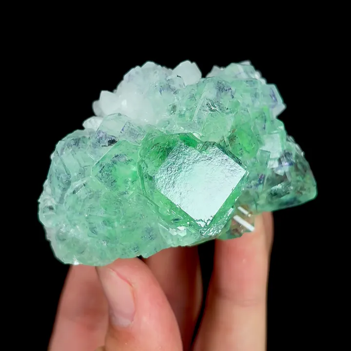 Natural Green Phantom Fluorite and Quartz Cluster, Mineral Specimen:Zhejiang,China (65*45*40MM) - image 3