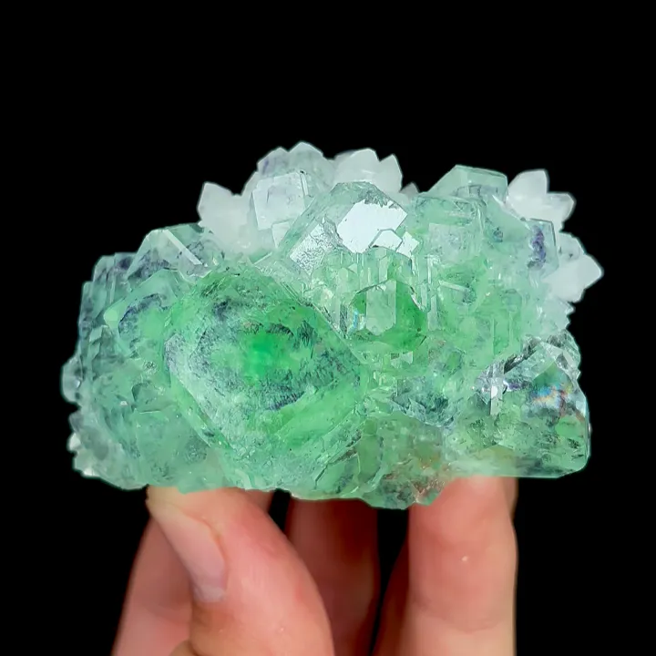 Natural Green Phantom Fluorite and Quartz Cluster, Mineral Specimen:Zhejiang,China (65*45*40MM) - image 4