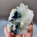 Natural Green Phantom Fluorite and Quartz Cluster Symbiosis comes from Yindu,Inner Mongolia  50*40*25MM - image 3