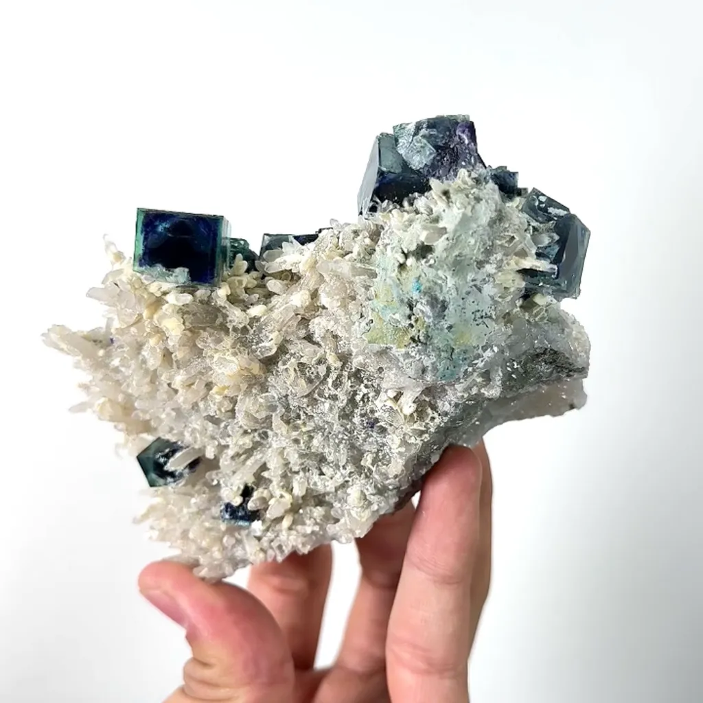 Natural Green Phantom Fluorite and Quartz, Mineral Specimen:Inner Mongolia,China (110*85*45MM) image