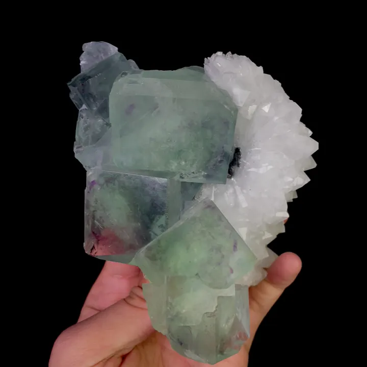 Natural Green Phantom Fluorite and Quartz, Mineral Specimen:Zhejiang,China (100*150*90MM) - image 4