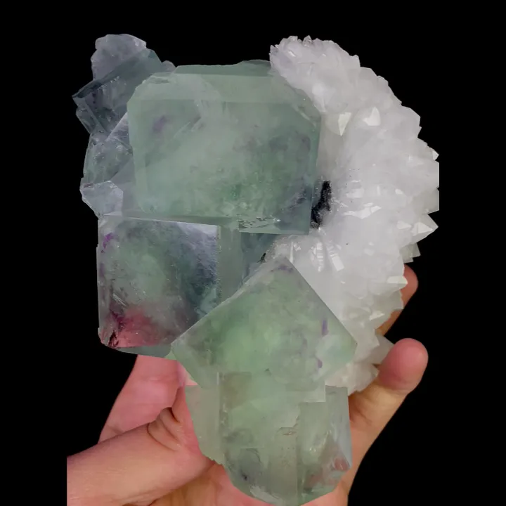 Natural Green Phantom Fluorite and Quartz, Mineral Specimen:Zhejiang,China (100*150*90MM) - image 3