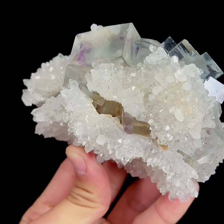 Natural Green Phantom Fluorite and Quartz, Mineral Specimen:Zhejiang,China (110*80*50MM) image