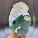 Natural Green Phantom Fluorite and Yellow Calcite Symbiosis comes from Fujian,China 70*70*120MM - image 1