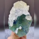 Natural Green Phantom Fluorite and Yellow Calcite Symbiosis comes from Fujian,China 70*70*120MM - image 4