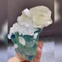 Natural Green Phantom Fluorite and Yellow Calcite Symbiosis comes from Fujian,China 70*70*120MM - image 3