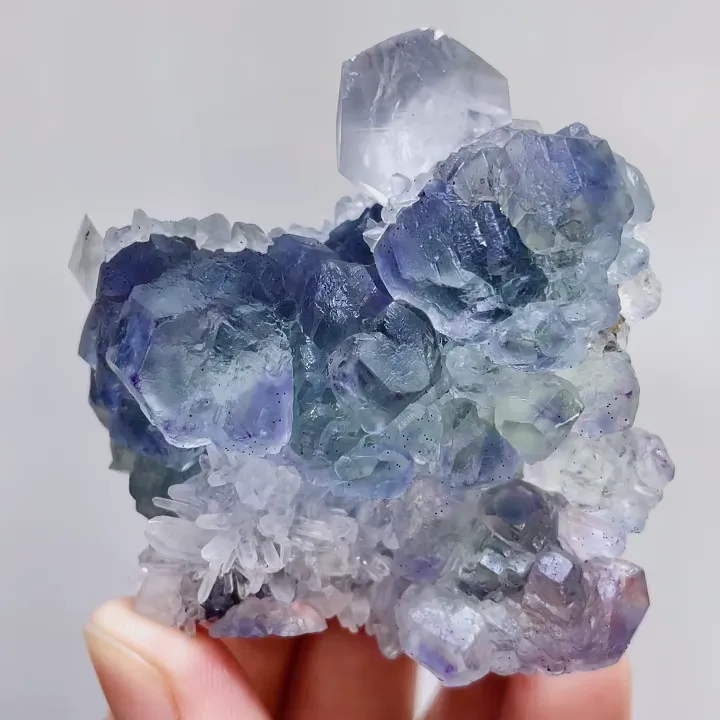 Natural Green Phantom Fluorite & Calcite,Mineral Specimen: Fujian,China (55*55*25MM) image