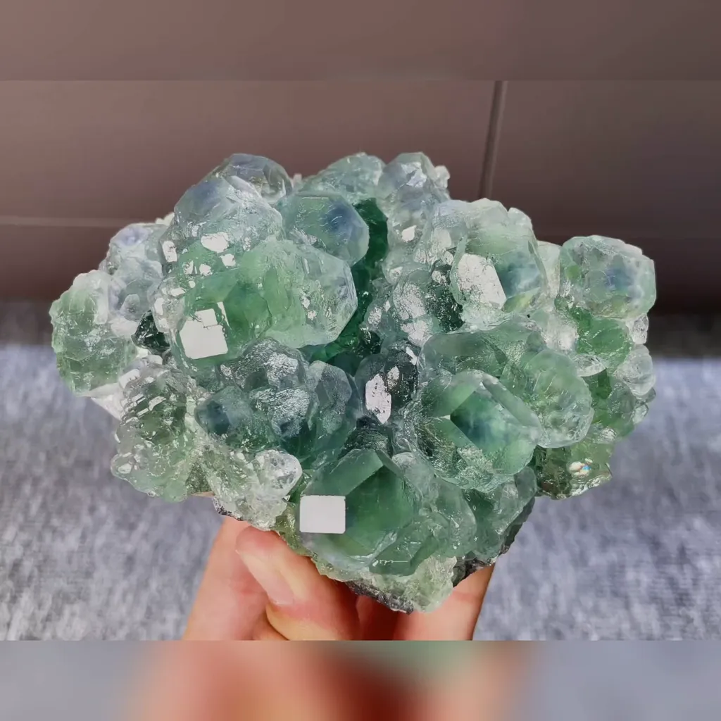Natural Green Phantom Fluorite comes from Fujian,China 115*95*55MM image