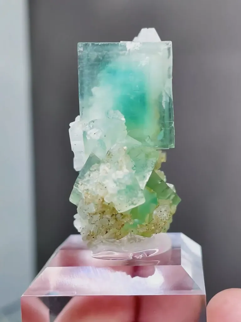 Natural Green Phantom Fluorite comes from Xianghualing,Hunan 15*30*35MM - image 4