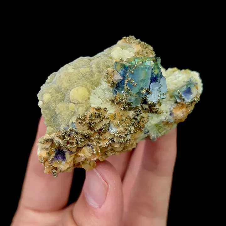 Natural Green Phantom Fluorite, Pyrite and Siderite,Mineral Specimen: Inner Mongolia,China (70*40*30MM) - image 3