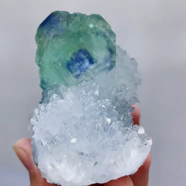 Natural Green Phantom Fluorite & Quartz, Mineral Specimen: Fujian, China (70*60*40mm) - image 4