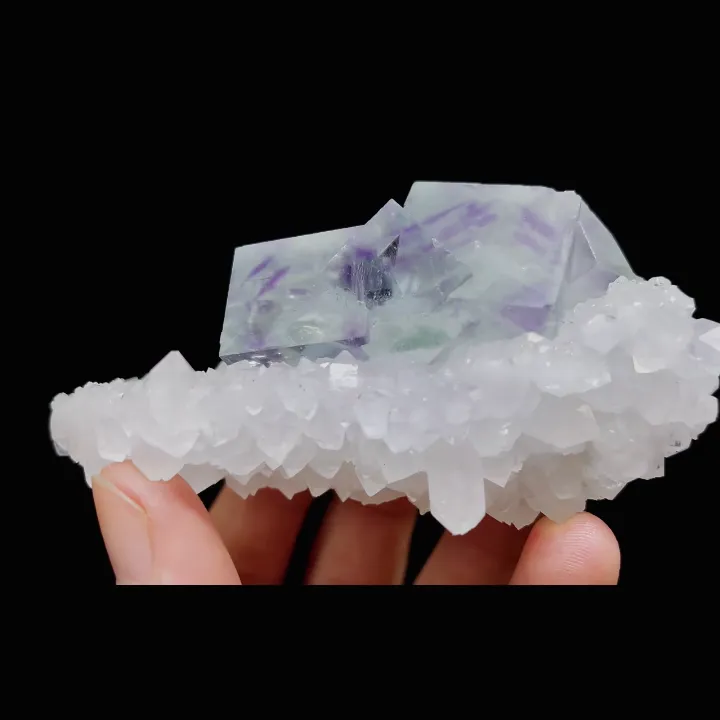 Natural Green Phantom Fluorite & Quartz, Mineral Specimen:Zhejiang,China (95*45*45MM) - image 3