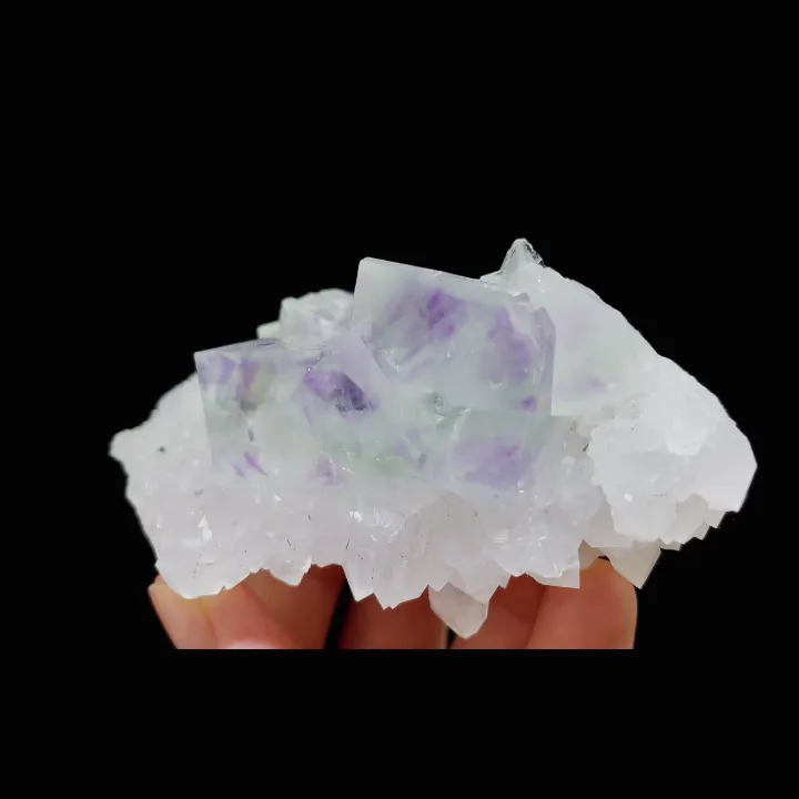 Natural Green Phantom Fluorite & Quartz, Mineral Specimen:Zhejiang,China (95*45*45MM) image