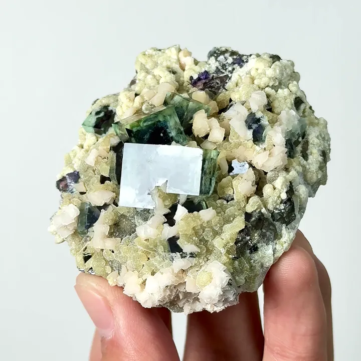 Natural Green Phantom Fluorite with Dolomite and Mica, Mineral Specimen: Inner Mongolia,China (55*65*30MM) - image 2