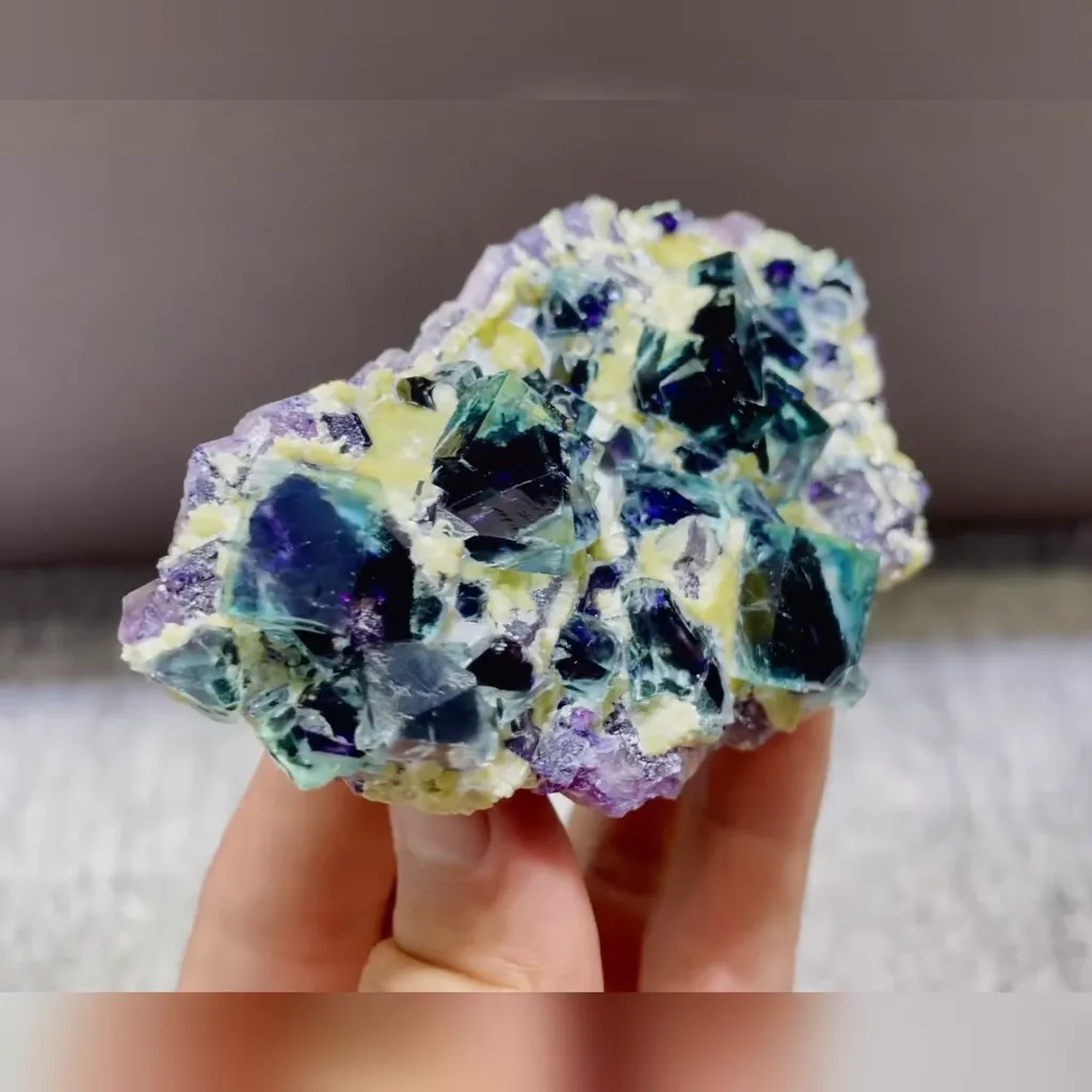 Natural Green Phantom Fluorite with Mica and Purple Fluorite Symbiosis from Inner Mongolia 100*55*25MM - image 2