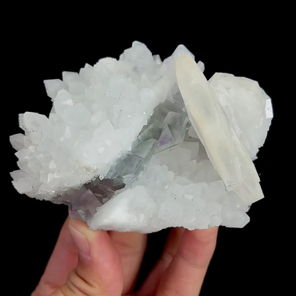 Natural Green Phantom Fluorite with Quartz and Calcite Mineral Specimen:Zhejiang,China (95*75*55MM) - image 6