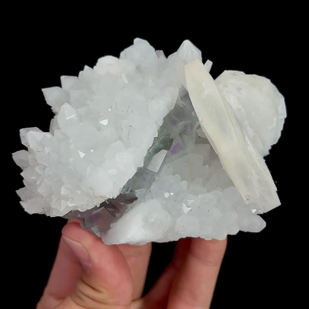 Natural Green Phantom Fluorite with Quartz and Calcite Mineral Specimen:Zhejiang,China (95*75*55MM) - image 5