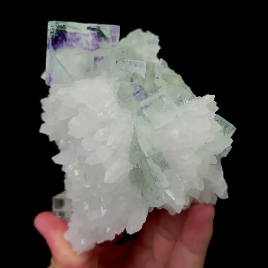 Natural Green Purple Cubic Fluorite and Crystal Mineral Specimen,High Quality Specimen,ZHEJIANG,CHINA(97*65*117mm) image