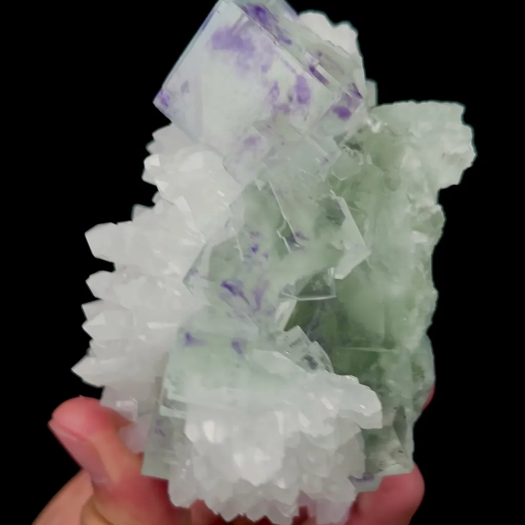 Natural Green Purple Cubic Fluorite and Crystal Mineral Specimen,High Quality Specimen,ZHEJIANG,CHINA(97*65*117mm) - image 2