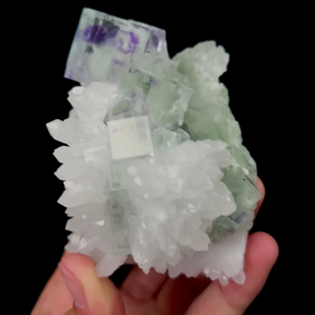 Natural Green Purple Cubic Fluorite and Crystal Mineral Specimen,High Quality Specimen,ZHEJIANG,CHINA(97*65*117mm) - image 3