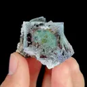 Natural Green Purple Cubic Fluorite, Mineral Specimen:Xianghualing,Hunan (35*30*30MM) - image 1
