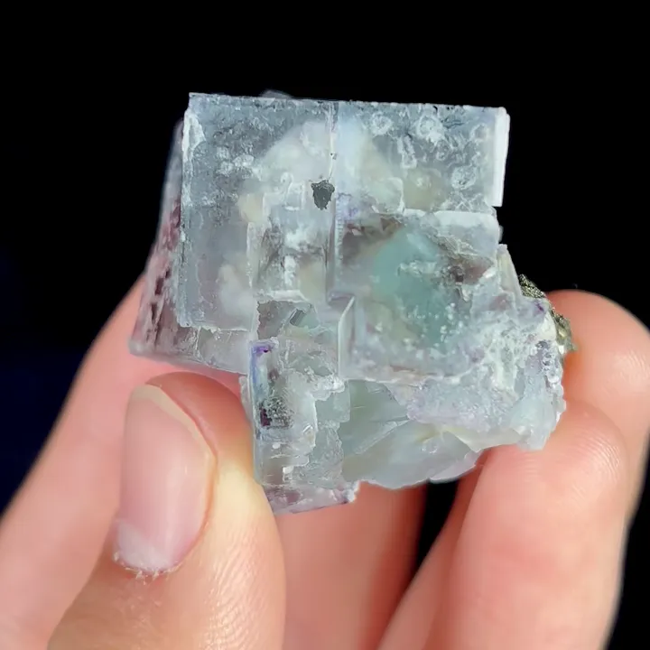 Natural Green Purple Cubic Fluorite, Mineral Specimen:Xianghualing,Hunan (35*30*30MM) - image 3