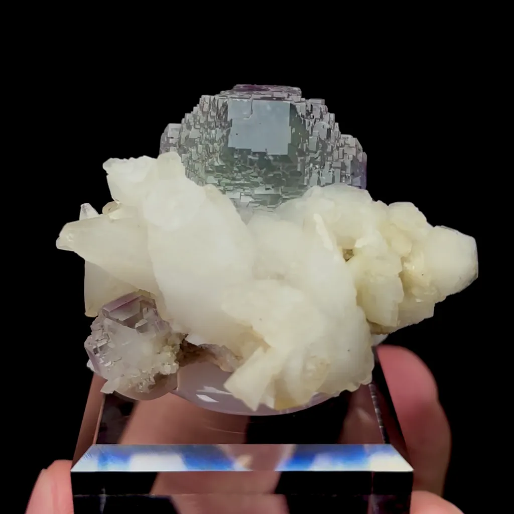 Natural Green Purple Fluorite and Calcite Mineral Specimen,High Quality Specimen,SHANGBAO,HUNAN,CHINA(50*47*31mm) - image 3