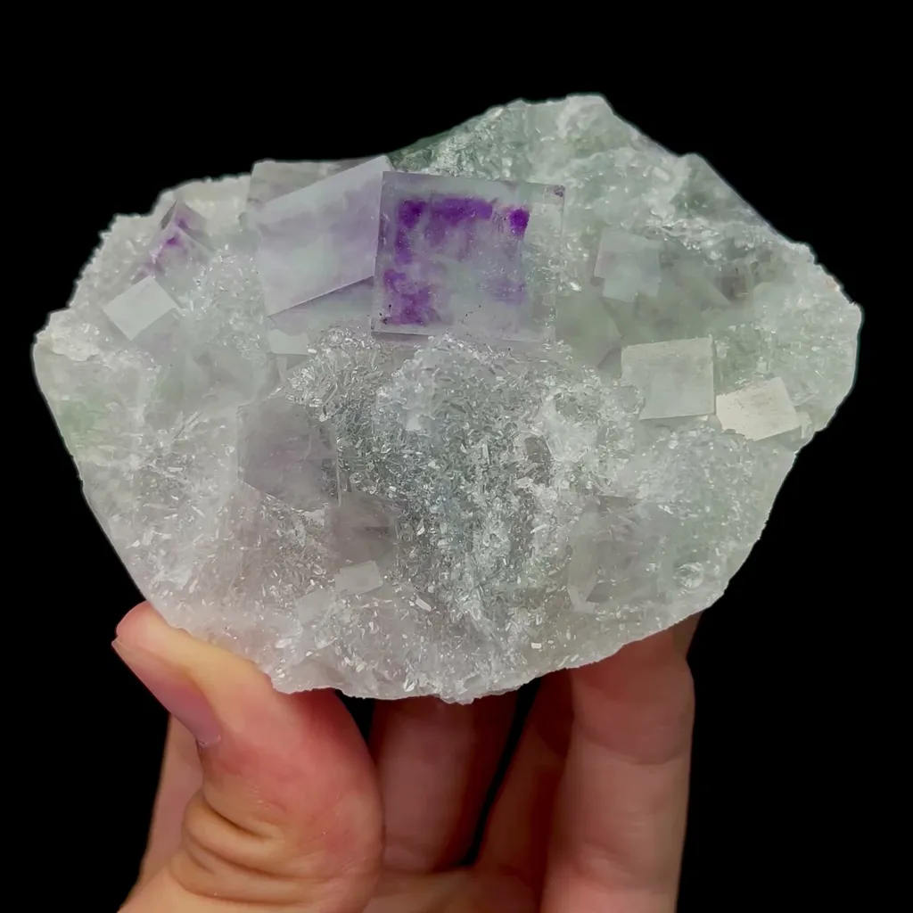 Natural Green Purple Fluorite and Crystal Mineral Specimen,High Quality Specimen,ZHEJIANG,CHINA(87*66*34mm) image