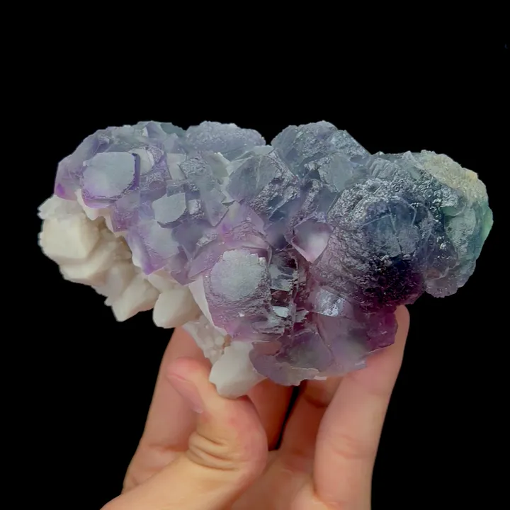 Natural Green Purple Fluorite and Crystal,Candle Crystal Mineral Specimen:NEIMENGGU (120*70*50mm) image