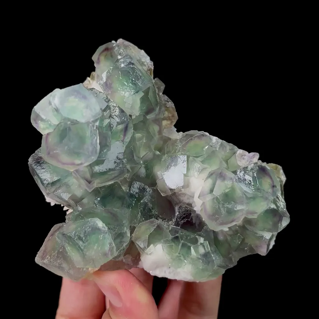 Natural Green Purple Fluorite Mineral Specimen,High Quality Specimen,HUANGGANG LIANG,INNER MONGOLIA,CHINA(94*96*54mm) image