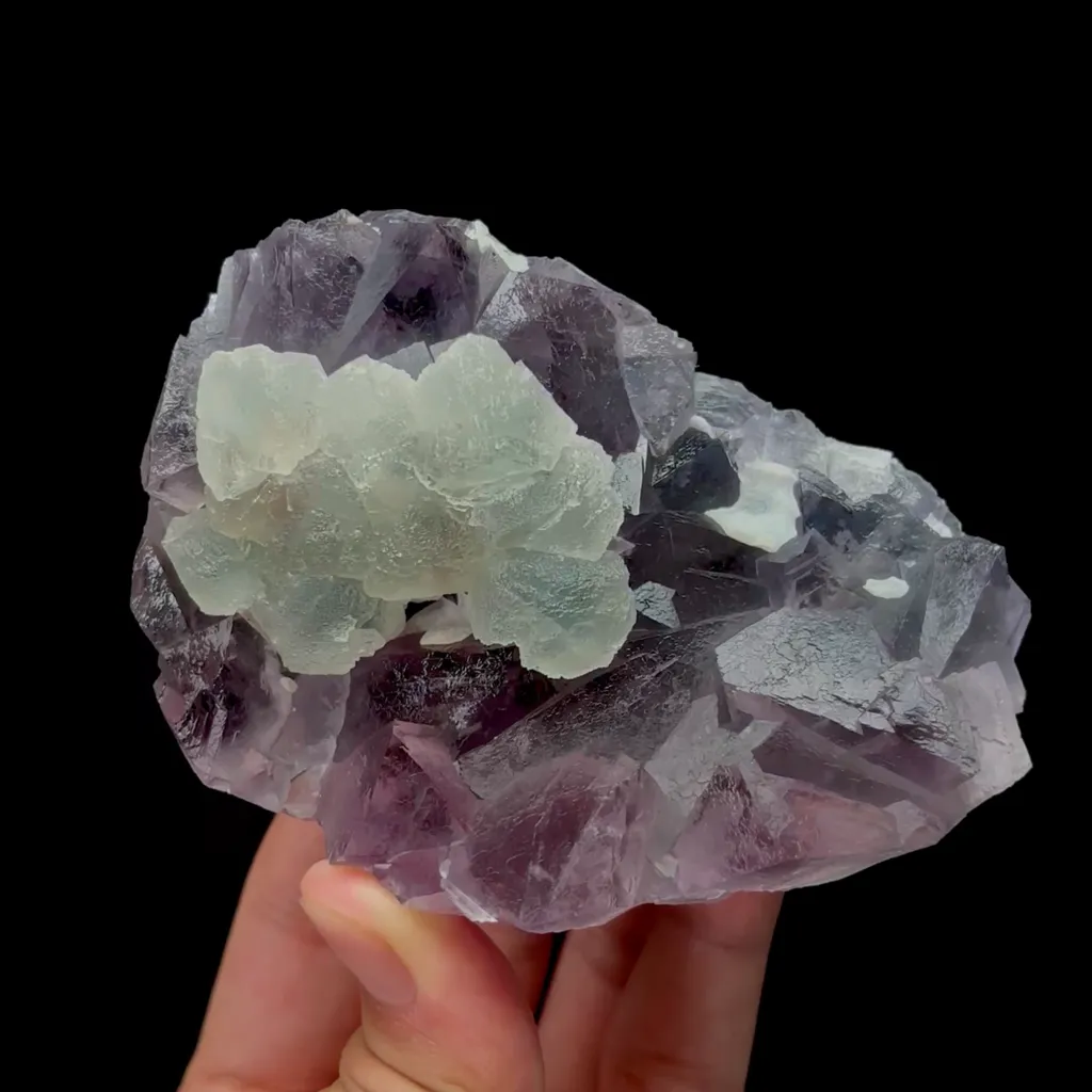 Natural Green Purple Fluorite Mineral Specimen,High Quality Specimen,ZHEJIANG,CHINA(101*73*42mm) image