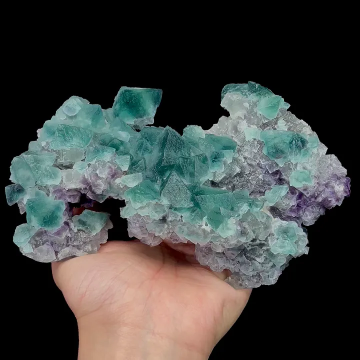 Natural Green Purple Fluorite,Octahedron Mineral Specimen:ZHEJIANG (180*50*120mm) image