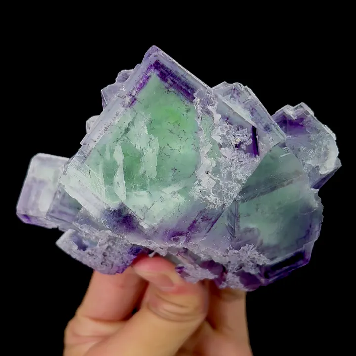 Natural Green Purple Fluorite,Window Fluorite,Cube Mineral Specimen: ZHEJIANG (100*50*90mm) image