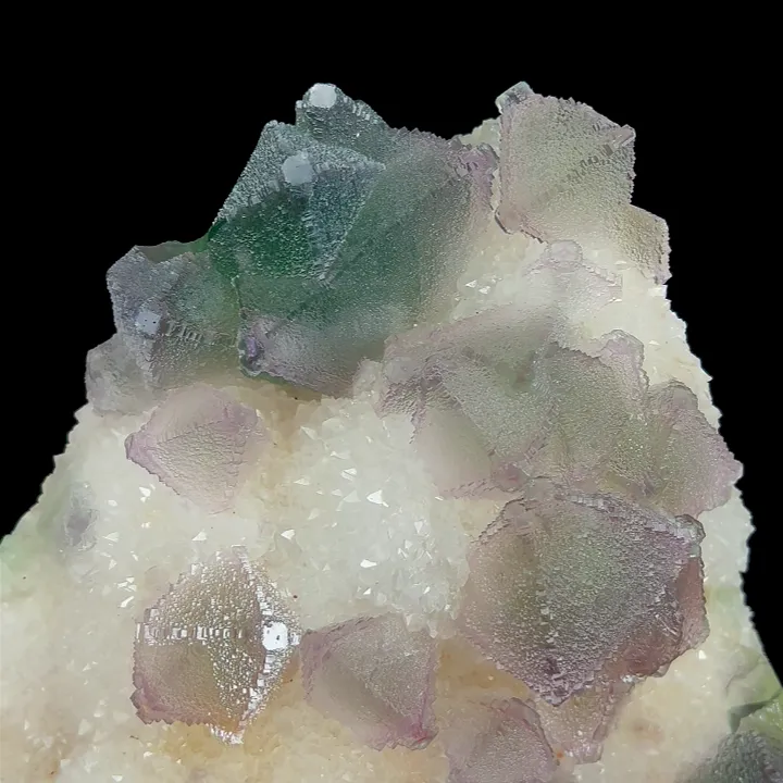 Natural Green Purple Octahedral Fluorite and Clear Quartz Cluster, Mineral Specimen:Zhejiang,China (160*180*65MM) - image 4