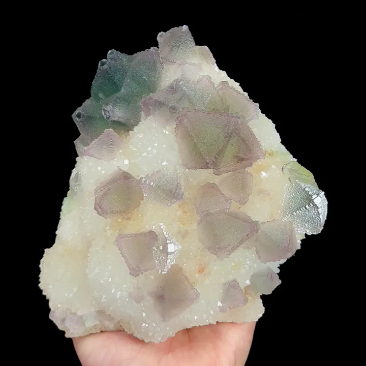 Natural Green Purple Octahedral Fluorite and Clear Quartz Cluster, Mineral Specimen:Zhejiang,China (160*180*65MM) - image 6