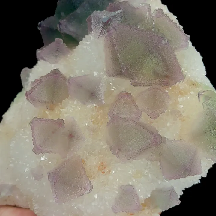 Natural Green Purple Octahedral Fluorite and Clear Quartz Cluster, Mineral Specimen:Zhejiang,China (160*180*65MM) - image 3