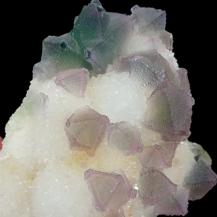 Natural Green Purple Octahedral Fluorite and Clear Quartz Cluster, Mineral Specimen:Zhejiang,China (160*180*65MM) - image 5