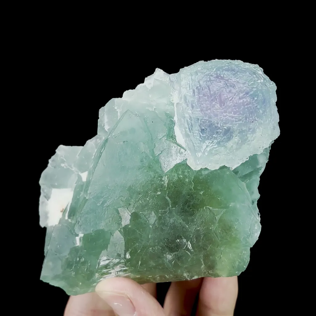 Natural Green Purple Octahedral Fluorite Mineral Specimen,High Quality Specimen,ZHEJIANG,CHINA(110*79*50mm) image