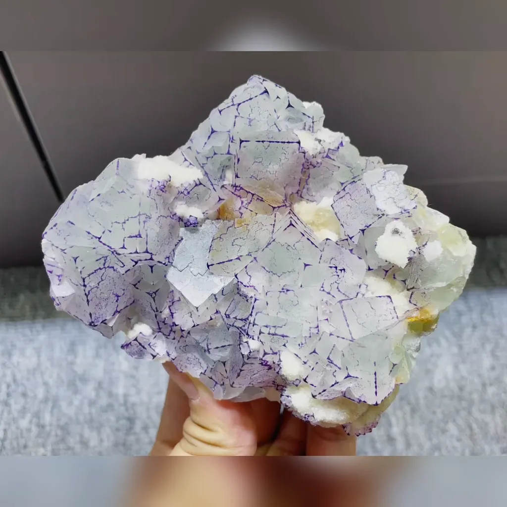 Natural Green Purple Patterned Fluorite comes from Guizhou,China 105*90*40MM image