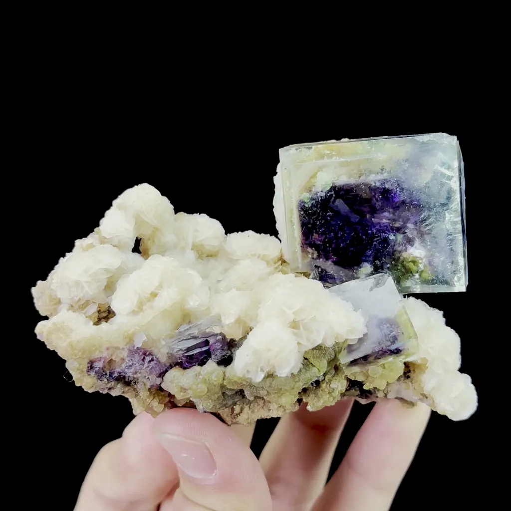 Natural Green Purple Phantom Fluorite and Calcite Mineral Specimen,High Quality Specimen,YINDU,INNER MONGOLIA,CHINA(99*66*43mm) image