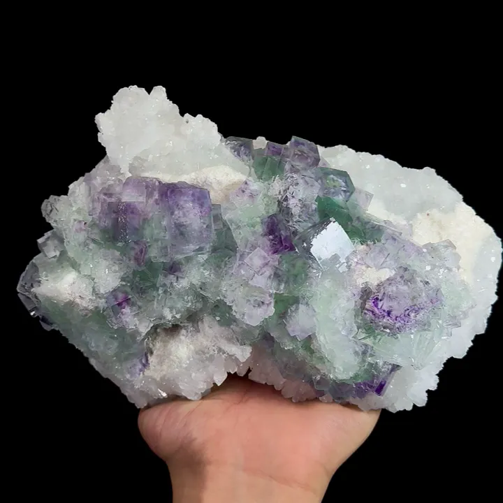 Natural Green Purple Phantom Fluorite and Clear Quartz, Mineral Specimen:Zhejiang,China (190*140*60MM) - image 5
