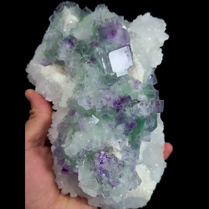 Natural Green Purple Phantom Fluorite and Clear Quartz, Mineral Specimen:Zhejiang,China (190*140*60MM) - image 4