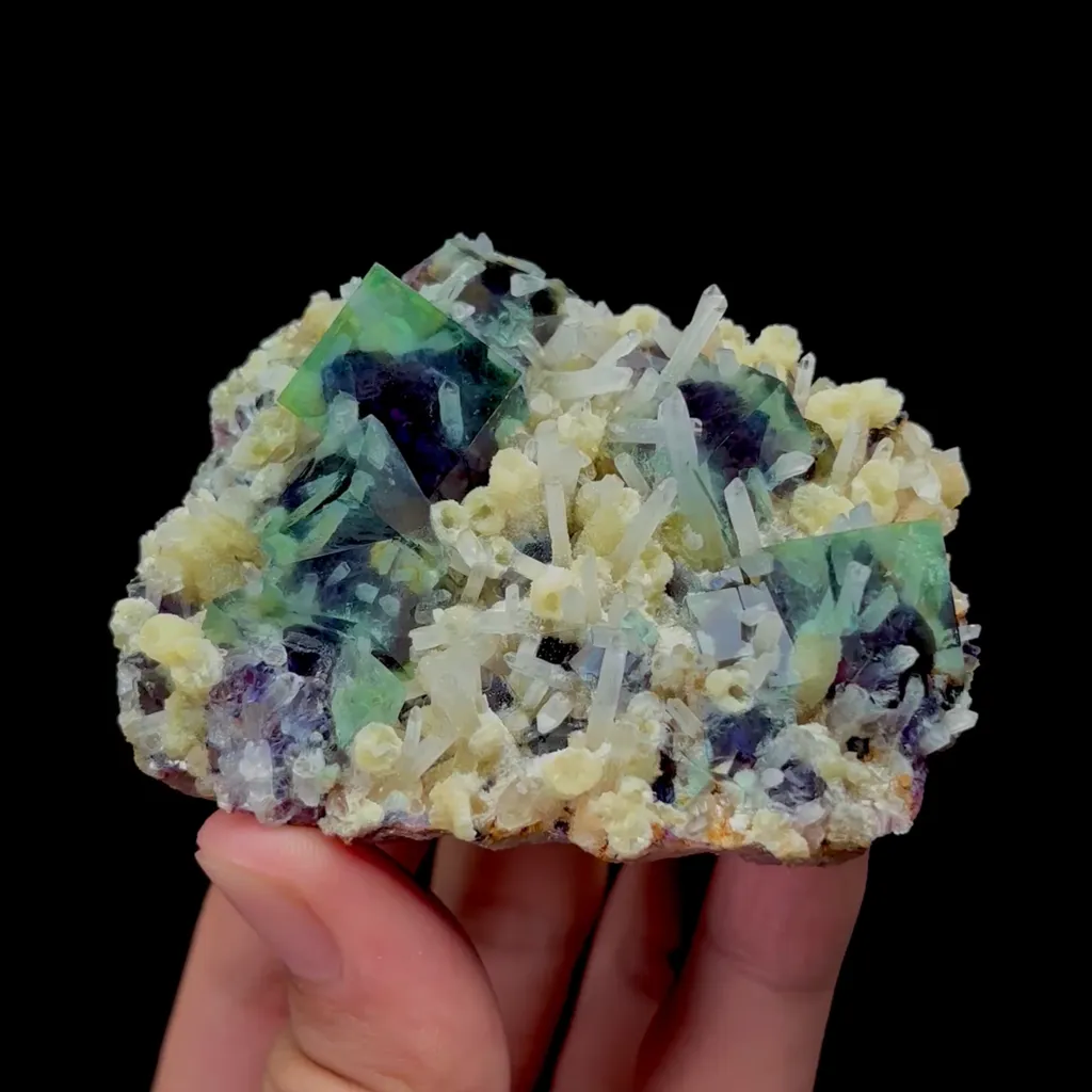 Natural Green Purple Phantom Fluorite and Crystal Mineral Specimen,High Quality Specimen,YINDU,INNER MONGOLIA,CHINA(74*57*33mm) image