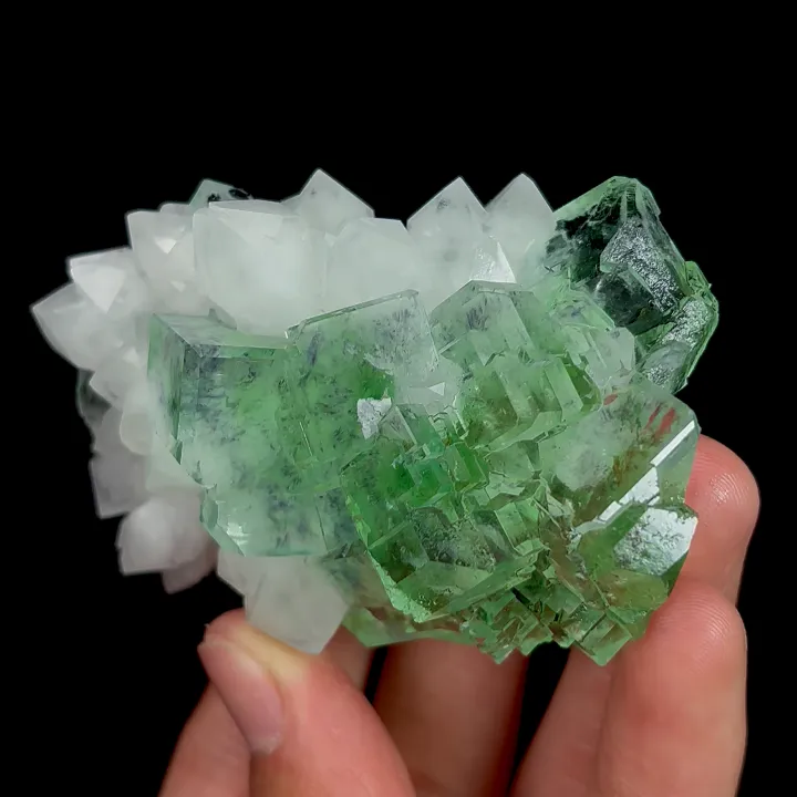 Natural Green Purple Phantom Fluorite and Quartz Cluster, Mineral Specimen:Zhejiang,China (50*70*30MM) image