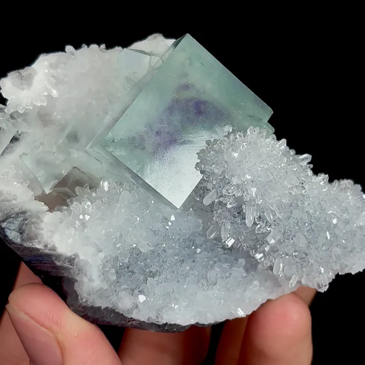 Natural Green Purple Phantom Fluorite and Quartz Cluster, Mineral Specimen:Zhejiang,China (55*75*35MM) - image 4