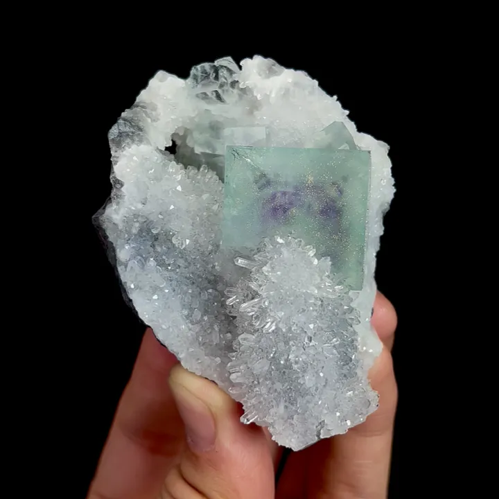Natural Green Purple Phantom Fluorite and Quartz Cluster, Mineral Specimen:Zhejiang,China (55*75*35MM) - image 5
