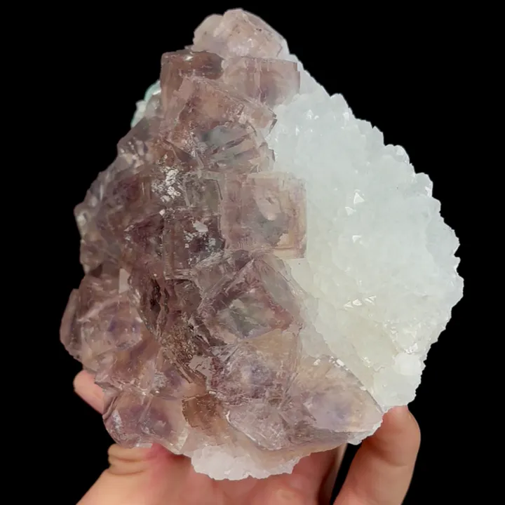 Natural Green Purple Phantom Fluorite and Quartz, Mineral Specimen:Zhejiang,China (125*105*50MM) image