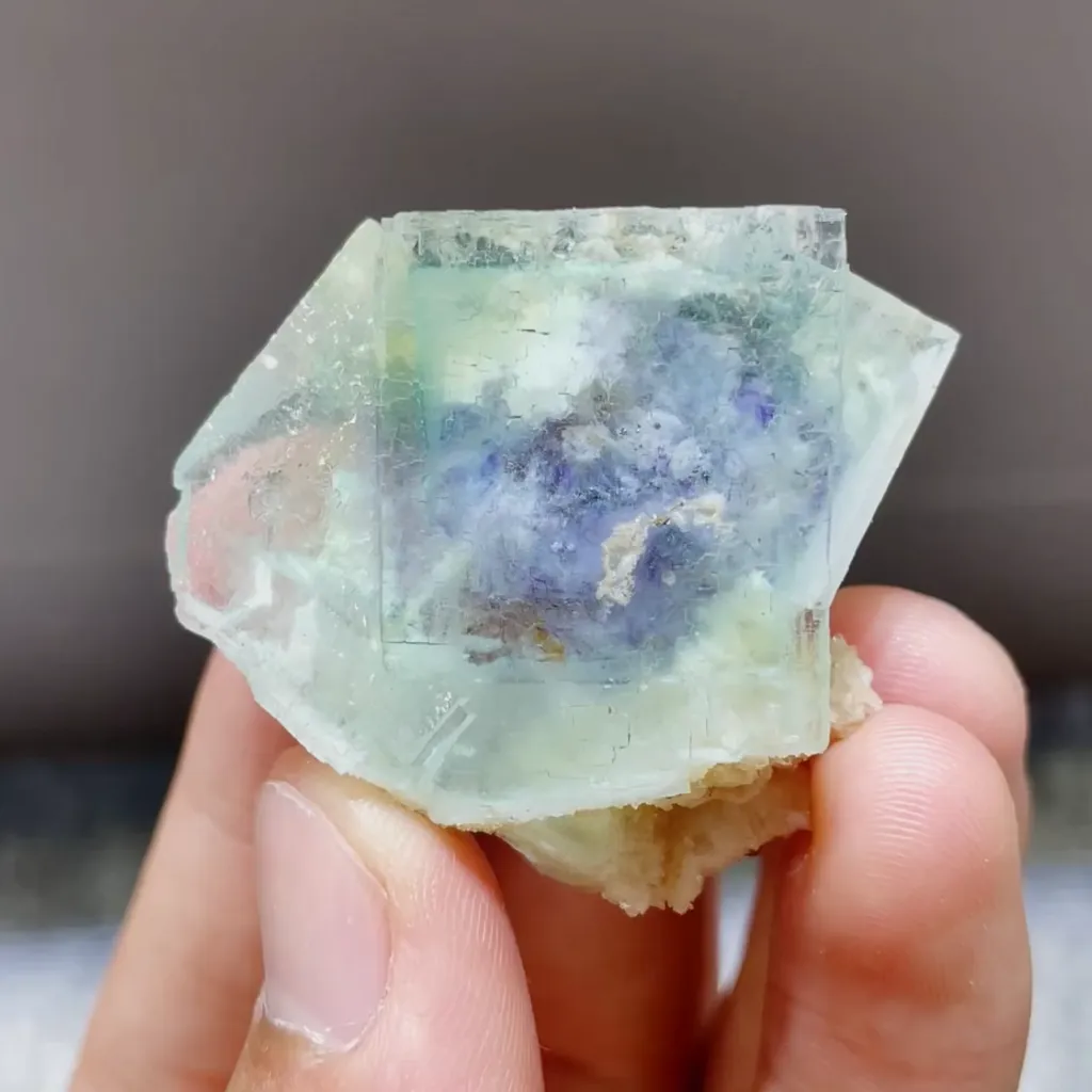 Natural Green Purple Phantom Fluorite comes from Yaogangxian,China 40*35*15MM image