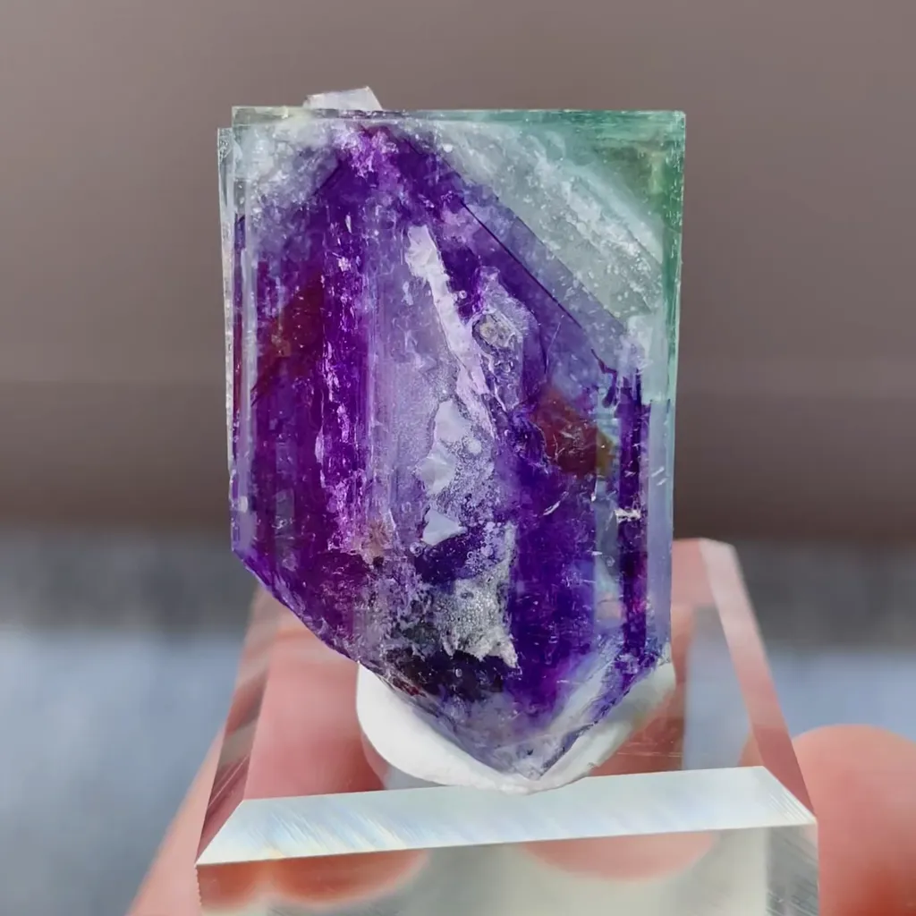 Natural Green Purple Phantom Fluorite Inner Mongolia,China 20*30*15MM image